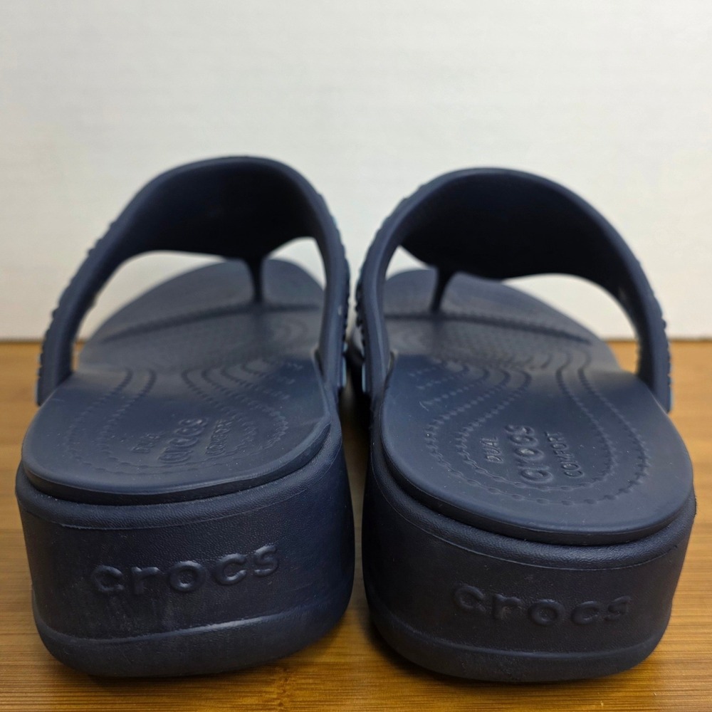 Crocs Monterey Beaded Wedge Flip Flops Navy Blue Women Size 9 Sandals - Picture 9 of 11